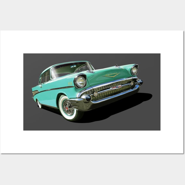 1957 Chevrolet Bel Air in aqua Wall Art by candcretro